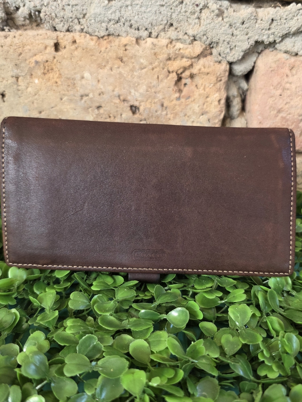 EUC Coach Vintage Brown Leather Checkbook Wallet Long Wallet
